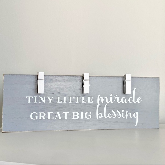 Other - Tiny Little Miracle Baby Blessing Wooden Sign Picture Display